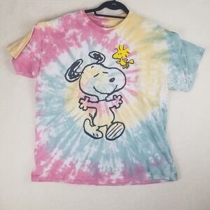 Love Tribe Snoopy Woodstock Tie Dye T Shirt Women's Size L hippie boho peanuts